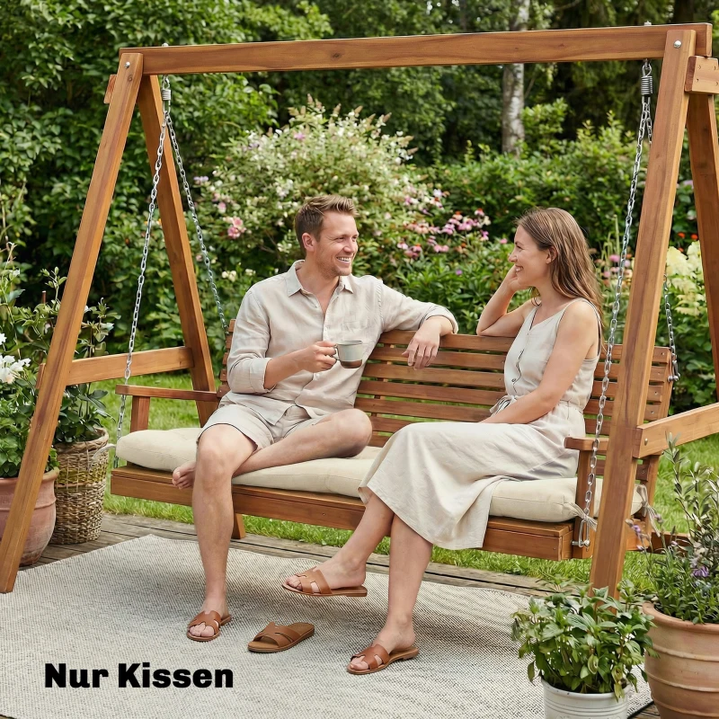 Outsunny Palettenkissen Abnehmbar Sitzkissen mit Befestigungsbändern Palettenpolster für die meisten Liegen 198x65x13cm Beige