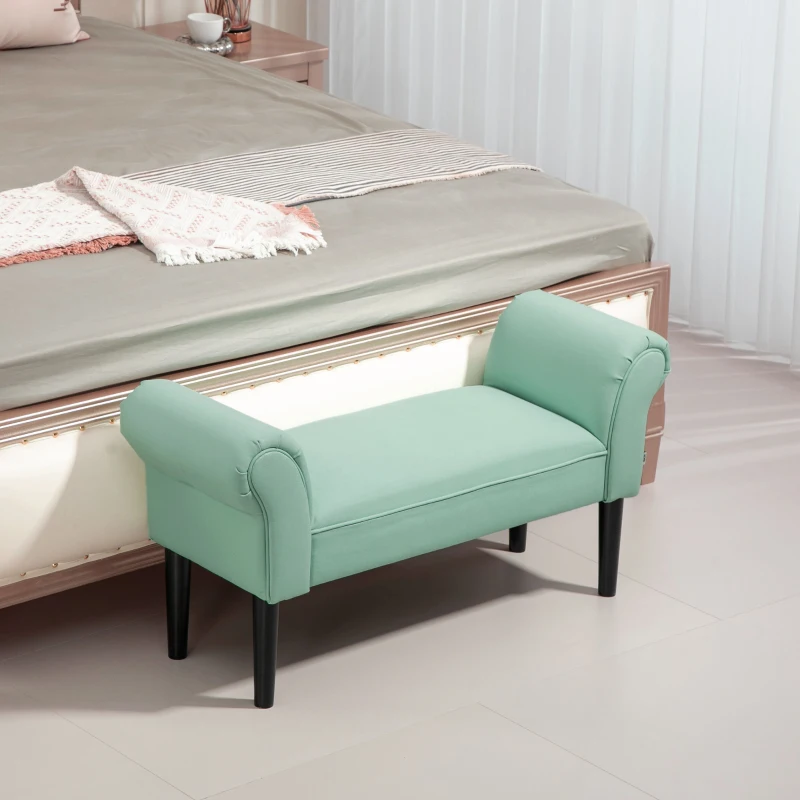 HOMCOM Gepolsterte Sitzbank für Schlafzimmer und Flur, bis 130 kg belastbar, 102 x 36 x 51 cm, Grün