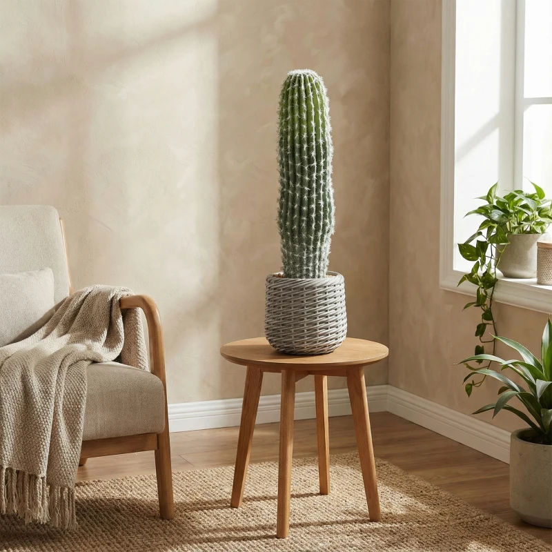 HOMCOM Cactus Artificial 66 cm, Planta Artificial Decorativa con Maceta para Decoración del Interior Verde