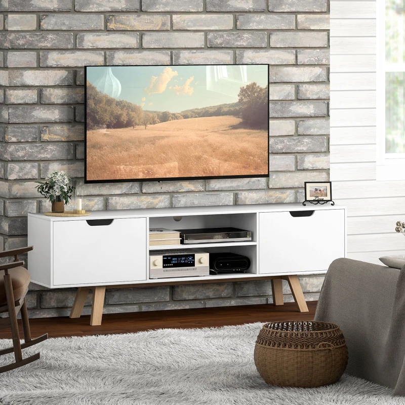 HOMCOM Móvel para TV com gavetas e prateleiras abertas, MDF, 150 x 39 x 50 cm, Branco