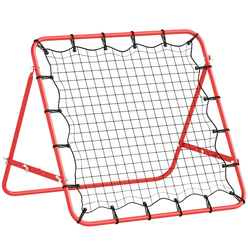 HOMCOM Rebounder für Fußball, 84 x 84 cm Fussball Rebounder mit stufenlos verstellbarem Winkel, Kickback Rückprallwand Fußballtor für Jugendliche Schuss-, Pass- und Ballannahmetraining Rot