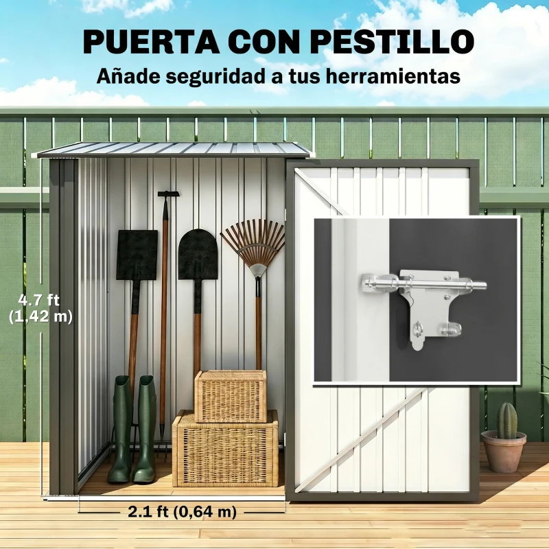 Outsunny Caseta de Jardín Metálica 0,92 m² 100x103x160cm con 1 Puerta y Cerradura para Almacenamiento de Herramientas Gris Oscuro
