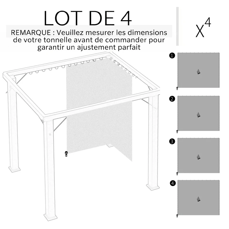 Outsunny 4 parois latérales pour pavillon de jardin tonnelle rigide 300 x 300 cm protéger de la pluie vent soleil gris clair