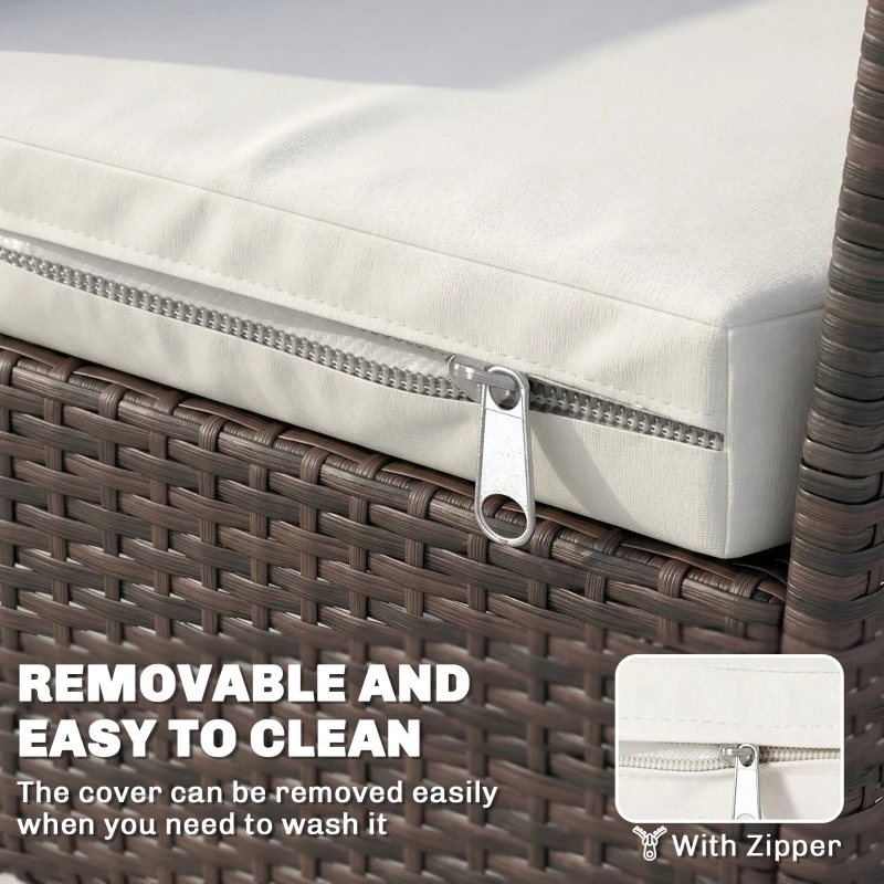 Outsunny Outdoor Seat Cushion Pads for Rattan Furniture, 3 PCs Garden Furniture Cushions, Cream White