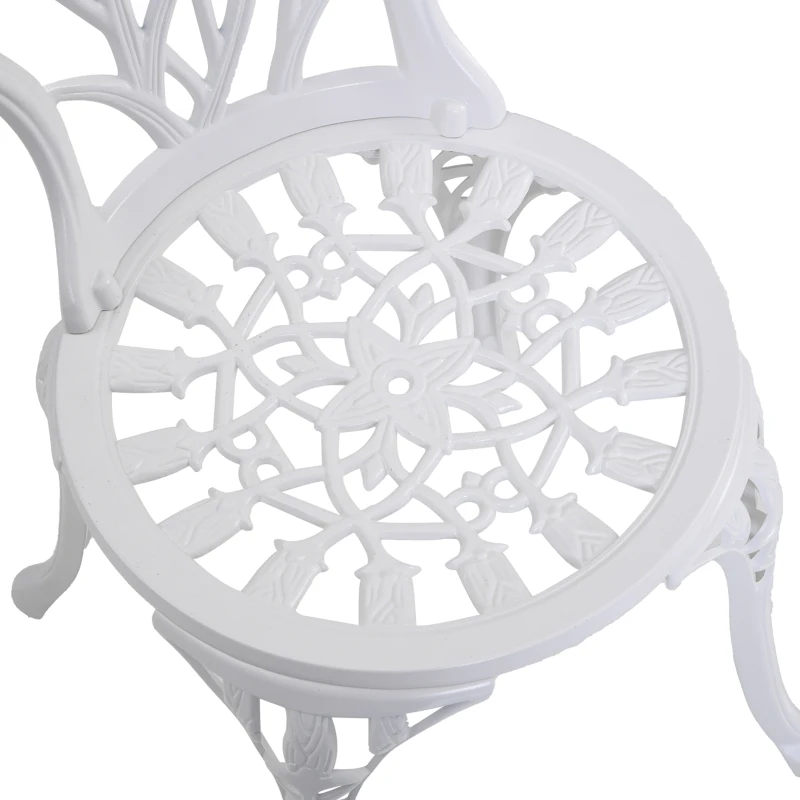 Outsunny Set de Grădină 3 Piese din Aluminiu cu 2 Scaune 42,5x47,5x89 cm și Masă Rotundă Ø60x67 cm, Alb