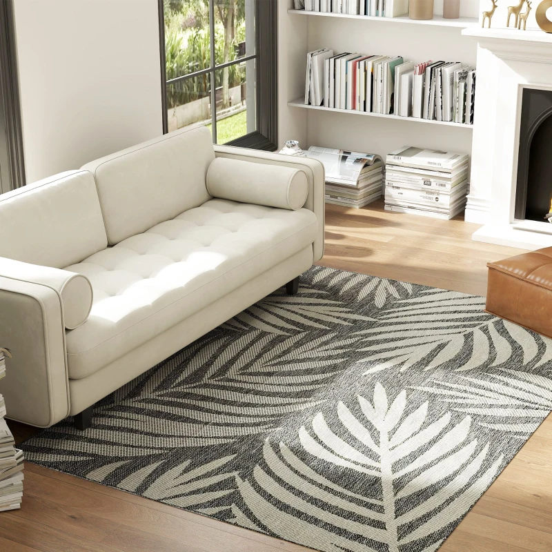 HOMCOM UV Resistant Indoor & Outdoor Area Rug, Easy-Cleaning Machine Washable Rug for Patio, Garden, Kitchen, Bathroom or Living Room, 230 x 160 cm, Grey
