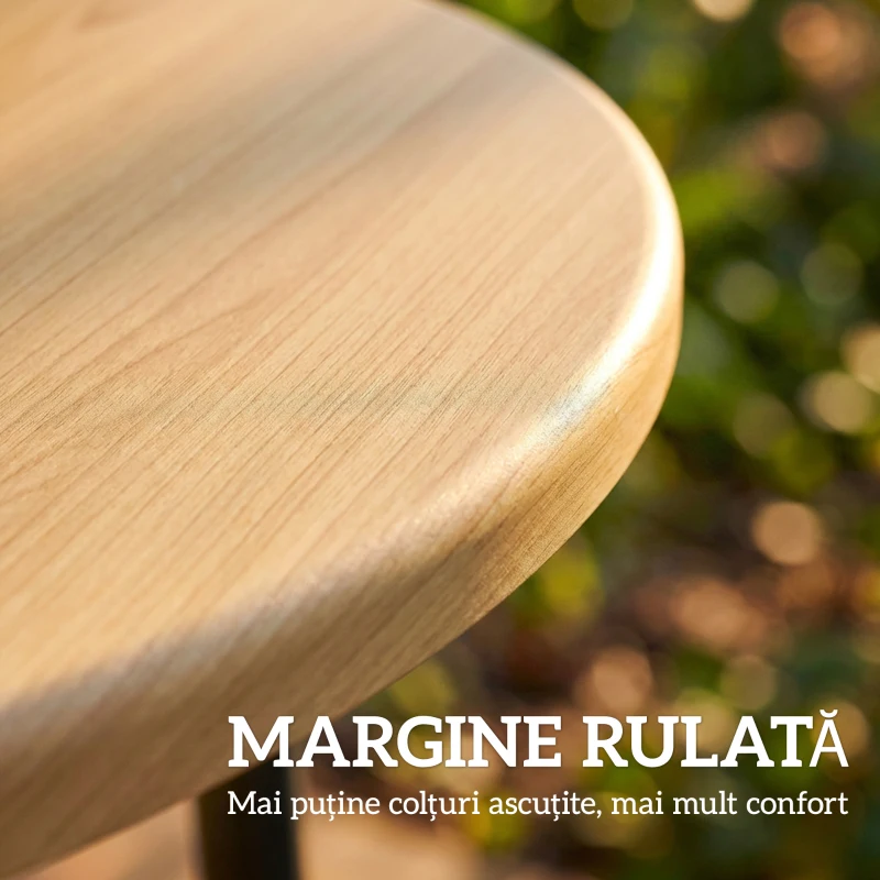 Outsunny Masă de Grădină din Metal cu Efect de Lemn, Ø48x51 cm