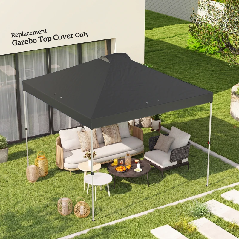 Outsunny Toile de Rechange pour Tonnelle 3 x 3 m UV50+ Imperméable avec 8 Trous de Drainage 3 x 3 m, Gris Foncé