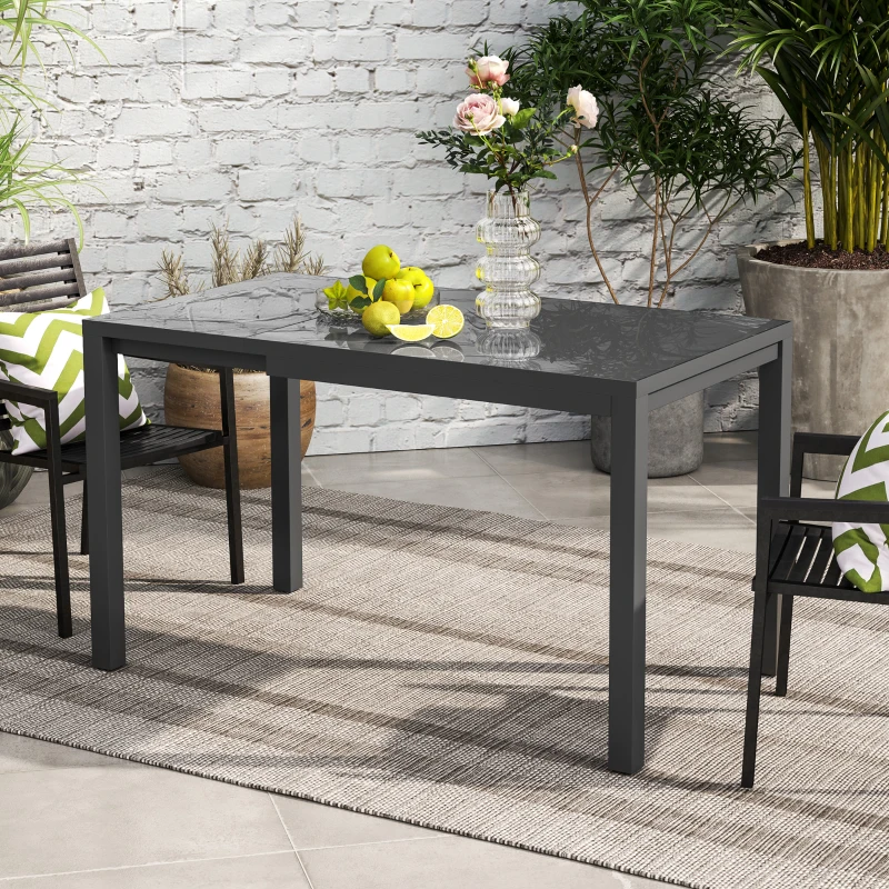 Outsunny Mesa de Comedor Extensible de Exterior de 85-125 cm para 4-6 Personas Mesa Rectangular para Porche Terraza Jardín