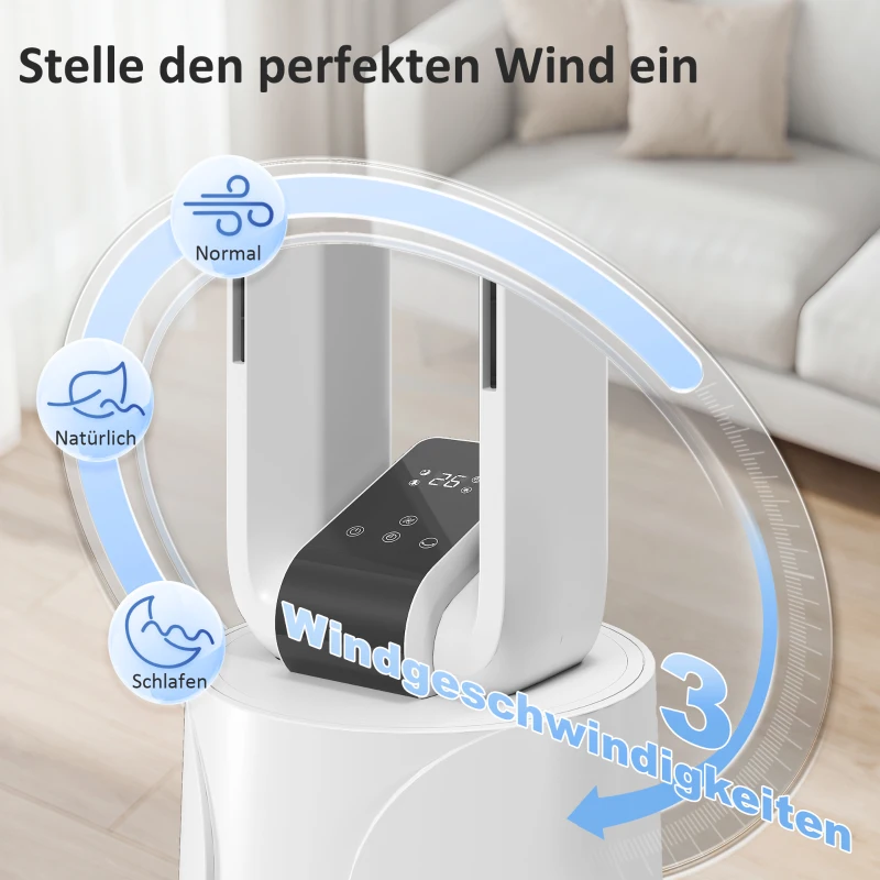 HOMCOM Verdunstungsluftkühler mit Fernbedienung, 15-Stunden-Timer, Kühlakku für Zuhause und Büro, Weiß