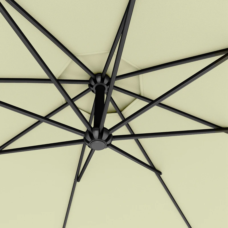 Outsunny 3m Overhanging Cantilever Parasol, with Cross Base - Beige