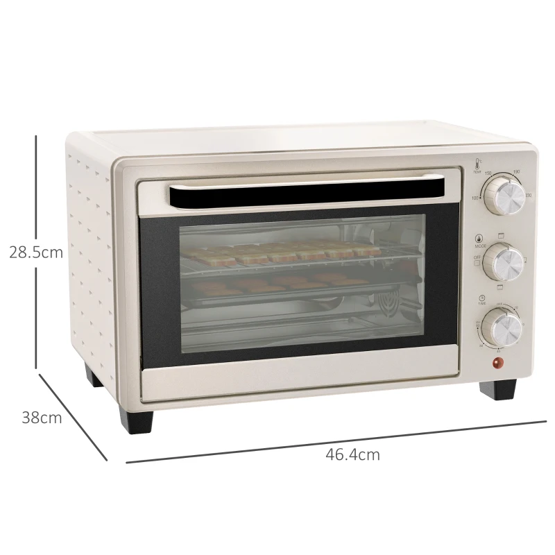 HOMCOM 21L Mini Countertop Oven, 100°C-230°C Adjustable Temp - Cream White