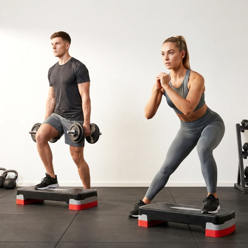 HOMCOM Step Fitness pentru Aerobic cu Înălțime Reglabilă 10-15 cm, 68x29cm Negru și Roșu