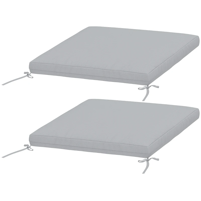 Outsunny Lot de 2 coussins de chaise de jardin, galettes de chaise 50 x 50 cm, mousse haute densité, antidérapants 50x50 cm gris