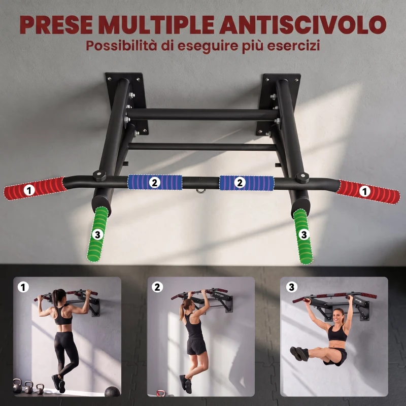 SPORTNOW Barra per Trazioni da Parete Pieghevole con Capacità fino a 120 kg, Nero
