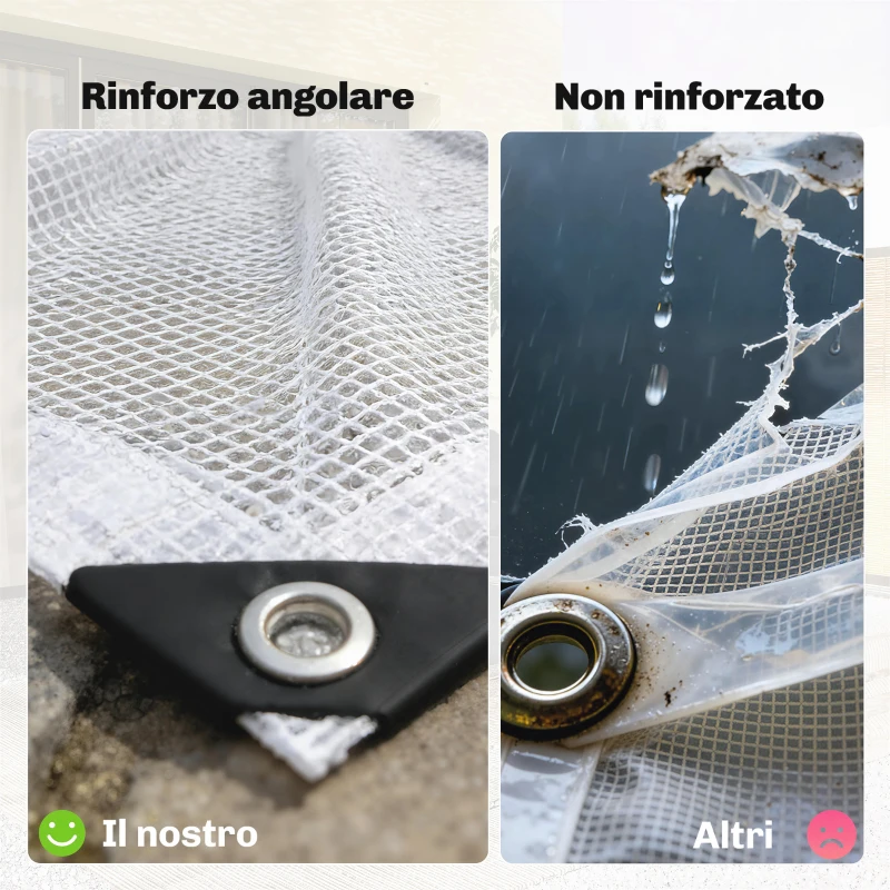 Outsunny Telone Impermeabile 4x6m, Robusto PE 140GSM, Resistente agli Strappi