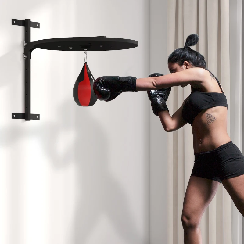 SPORTNOW Punching Ball montat pe perete, cu Speed Bag rotativ la 360° și reglabil pe 7 niveluri de înălțime, negru și roșu