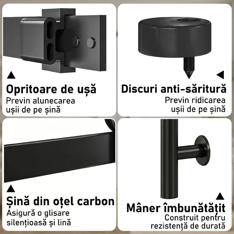 HOMCOM Ușă Glisantă 91,4 x 213,4 cm cu Kit, Panouri din Sticlă, Aspect Lemn Alb