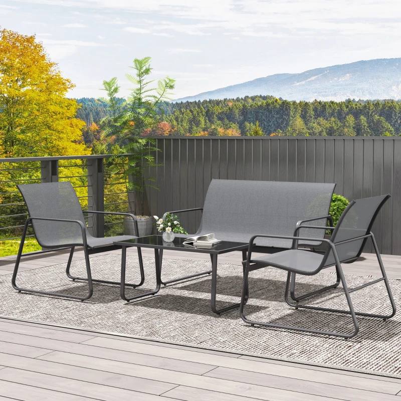Outsunny Four-Piece Minimalistic Garden Sofa Set - Light Grey