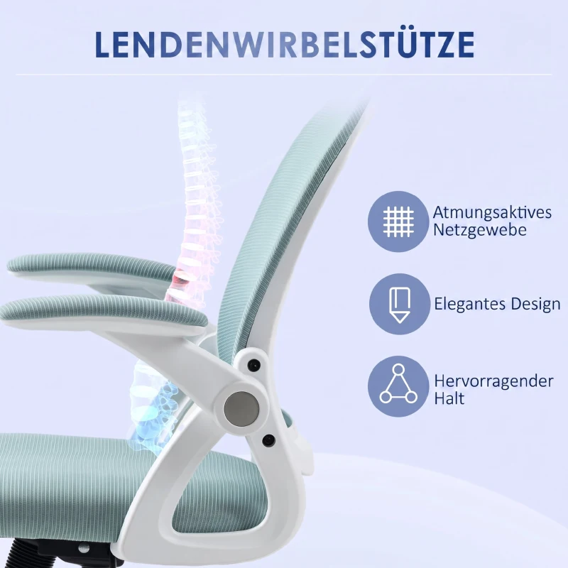 Vinsetto Scaun de Birou Ergonomic cu Spătar din Plasă și Înălțime Reglabilă, 65.5x61.5x88-97.5 cm, Albastru