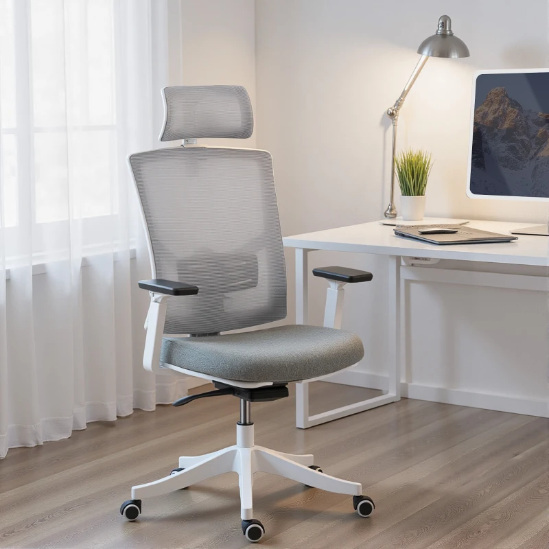 HOMCOM Scaun de Birou Ergonomic și Respirabil cu Suport Lombar Dinamic 4D, 64.5x62.5x112-122 cm, Multicolor