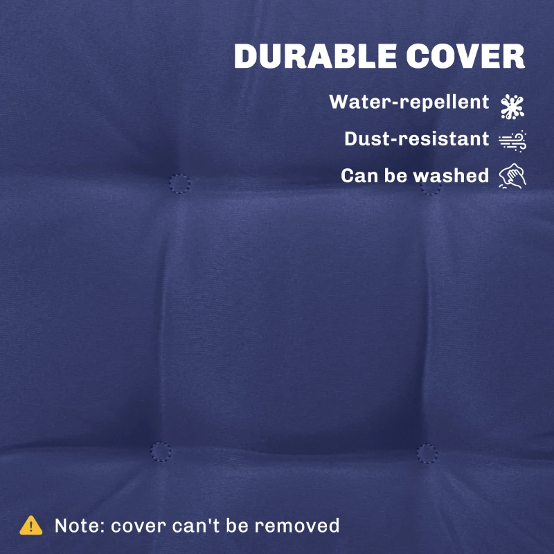 Outsunny Garden Seat Cushion with Ties, 42 x 42cm Replacement Dining Chair Seat Pad, Dark Blue