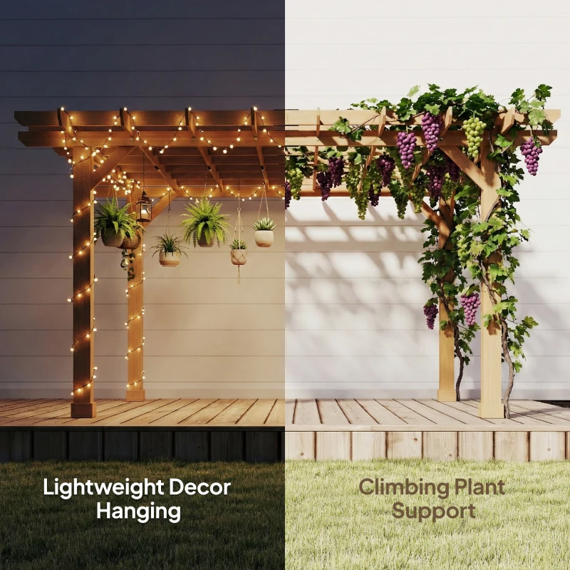 Outsunny Graden Pergola Kit, Wooden Pergola Gazebo Grape Trellis with Stable Structure, 3.6 x 3.6m, Dark Brown