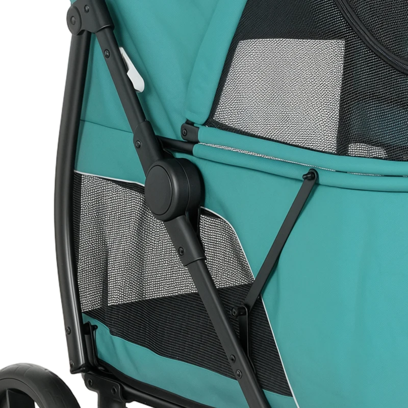 PawHut Dog Stroller, 3 Wheels Pet Stroller with Dual Entry, Easy One-Click Quick Fold, Mesh Windows, Washable Cushion