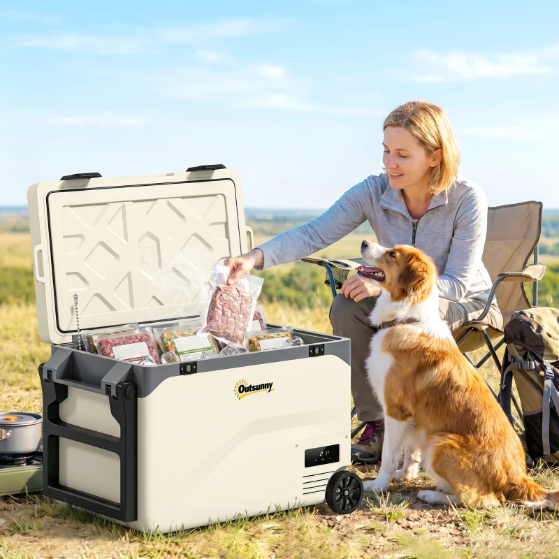 Outsunny 42.5L Compressor Car Fridge Freezer, Camping Refrigerator with App Control, 20℃-20℃
