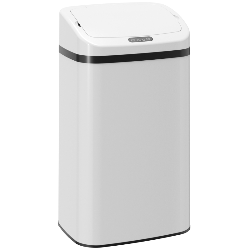 HOMCOM 48L Stainless Steel Sensor Bin - White