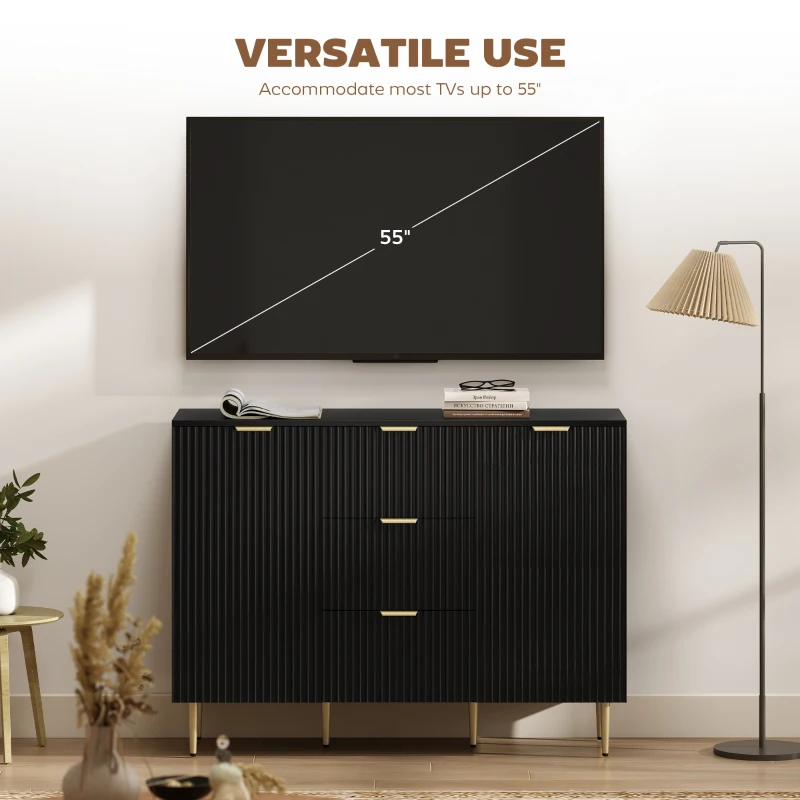 HOMCOM 2-Door Sideboard with 3 Drawers and Adjustable Shelves - Black