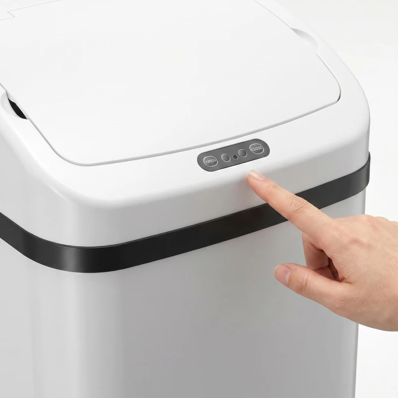 HOMCOM 48L Stainless Steel Sensor Bin - White