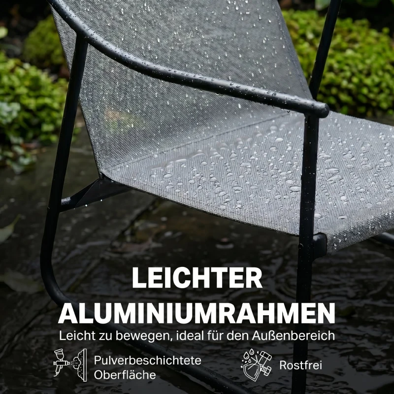 Outsunny Gartensessel Gartenstuhl mit abnehmbarem Sitzkissen Garten Loungesessel mit Armlehne, bis 120 kg belastbar Dunkelgrau