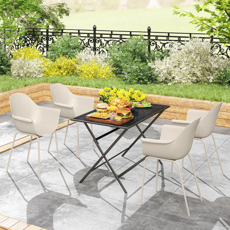 Outsunny 4er-Set Gartenstühle Outdoorstühle Gartenstuhl, Moderns Design, 59 cm x 55 cm x 84 cm, Grau