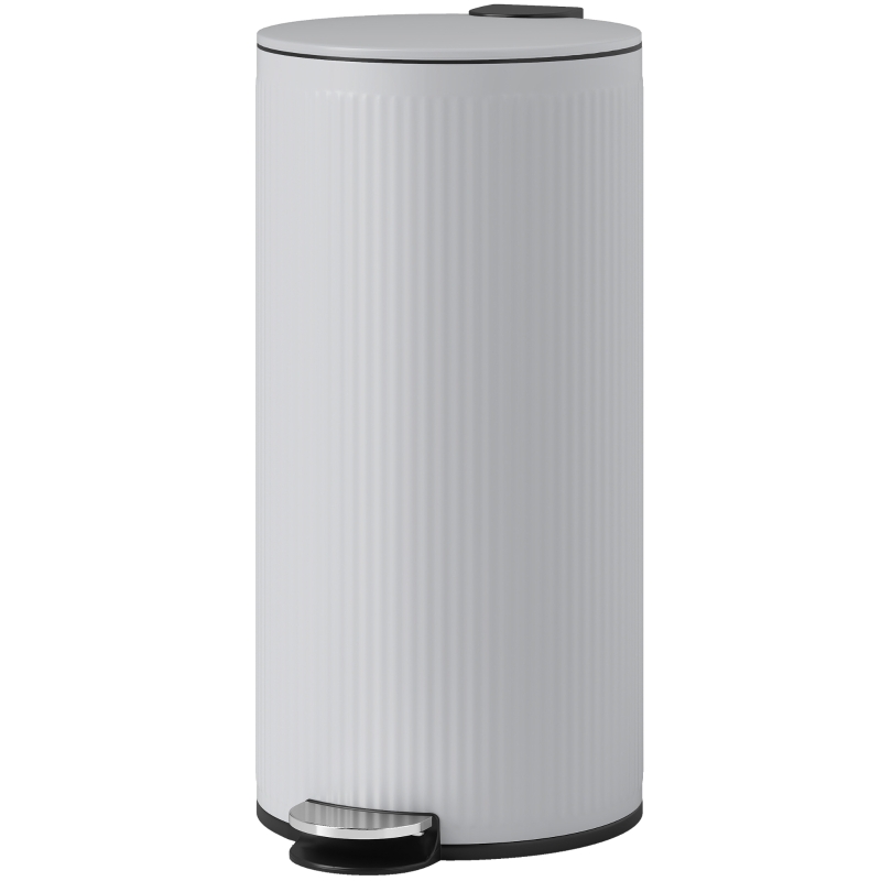 HOMCOM Poubelle cuisine 30L, poubelle à pédale avec seau intérieur amovible, couvercle à fermeture douce, 36x30x60,5cm, gris