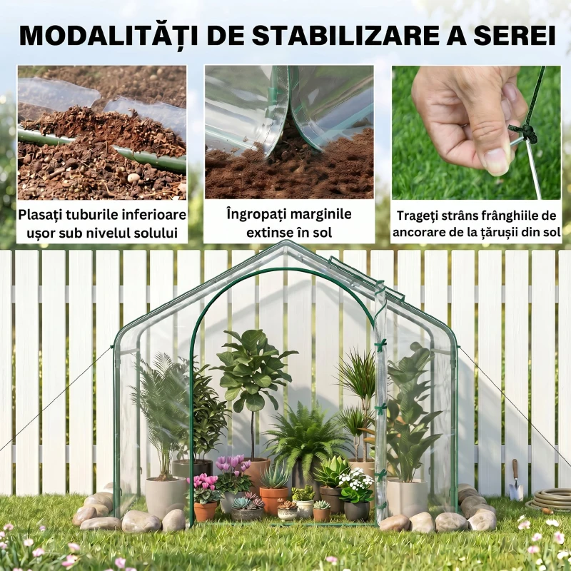 Outsunny Seră de Exterior cu Intrare cu Fermoar și Aerisire Superioară, din Plastic și Oțel, 180x100x152 cm, Transparentă