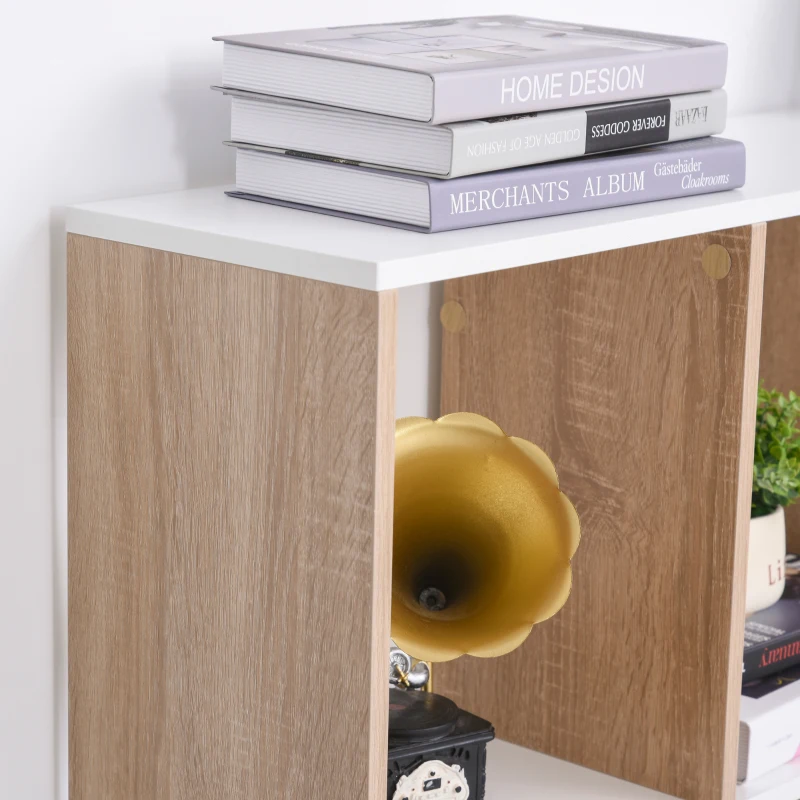 HOMCOM Bücherregal Standregal Büroregal Aktenregal für Büro Wohnzimmer Arbeitszimmer Spanplatte Natur+Weiß 100 x 27 x 124 cm