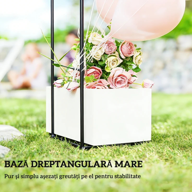 Outsunny Arc de Grădină din Metal cu Bază pentru Plante Cățărătoare pentru Ceremonii, Aniversări și Evenimente, Negru