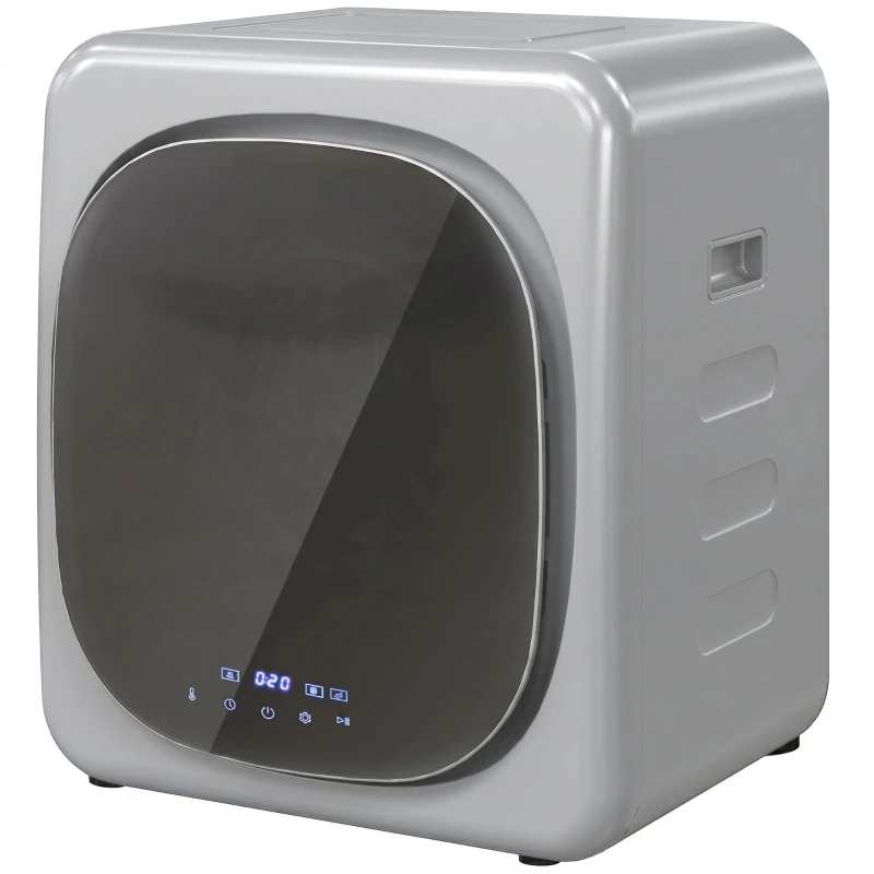HOMCOM Mini Asciugatrice ad Aria Carico 2.5kg con Timer e Programma Smart, 48x40x56 cm, Argento