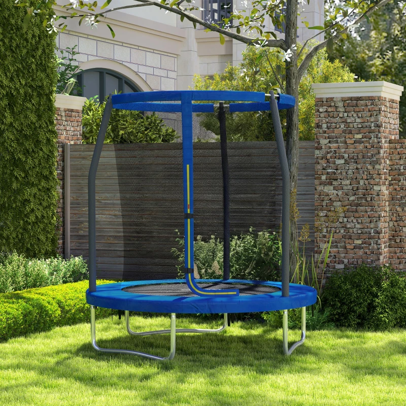 SPORTNOW Trampoline pour enfant trampolines de jardin avec filet de sécurité structure en acier Ø 183 x 200 cm bleu