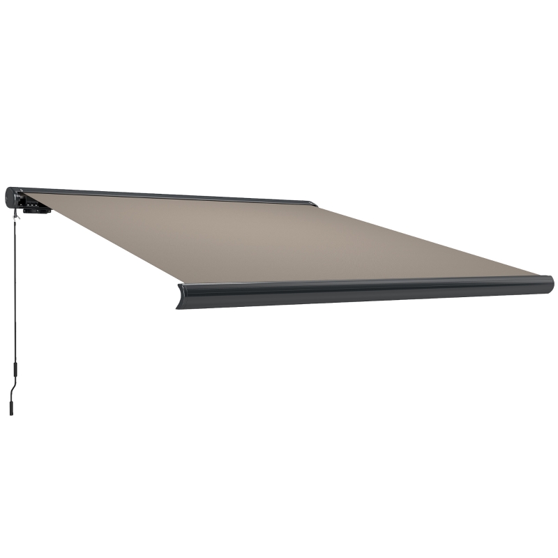 Outsunny 3 x 2.5 m Electric Awning with Remote Controller, Aluminium Frame DIY Retractable Awning, UV50+ Sun Shade Canopy for Garden Patio Deck Door Window, Light Grey