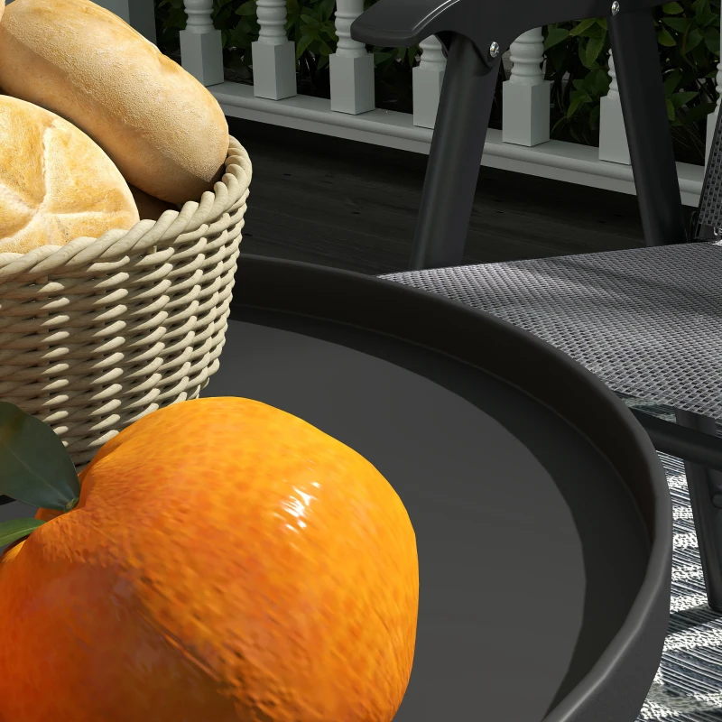 Outsunny Beistelltisch Garten Zweistufig Gartentisch mit erhöhten Kanten runder Balkontisch Ø32 x 51H cm