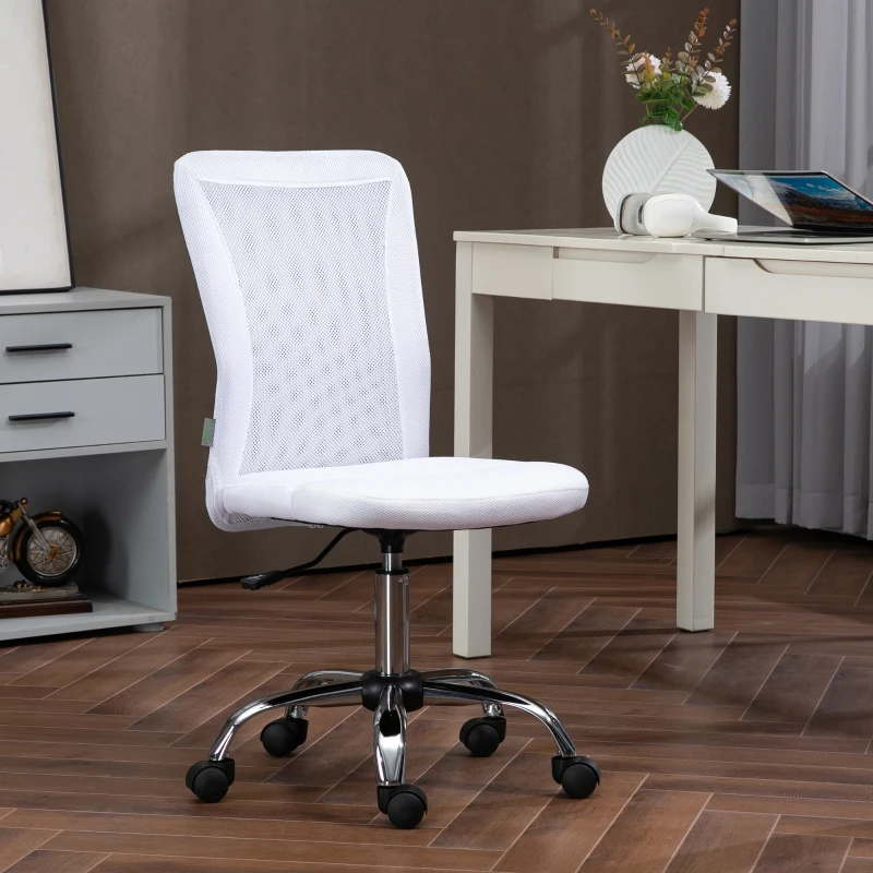 Vinsetto Chaise de bureau ergonomique hauteur réglable piètement chromé pivotant 360° revêtement maille blanc