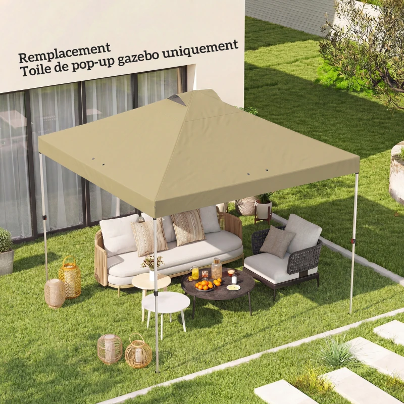Outsunny Toile de Rechange pour Tonnelle 3 x 3 m UV50+ Imperméable avec 8 Trous de Drainage 3 x 3 m, crème