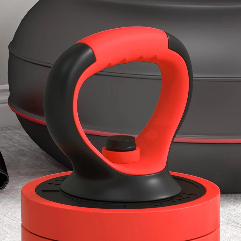 SPORTNOW Set Greutăți pentru Sală 4 în 1 de 30 kg, Convertibil în Kettlebell, 2 Gantere, Halteră și Suport pentru Flotări, Roșu