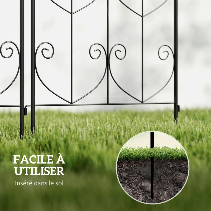 Outsunny Support pour plantes grimpantes avec oiseaux lot de 2 treillis de jardin pour légume vigne fleur métal 50 x 120 cm noir