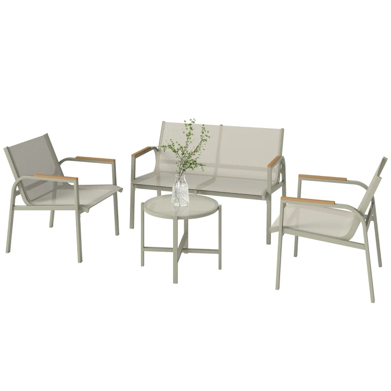 Outsunny Set de Mobilier de Grădină cu Canapea, 120x60x40 cm, Negru și Verde