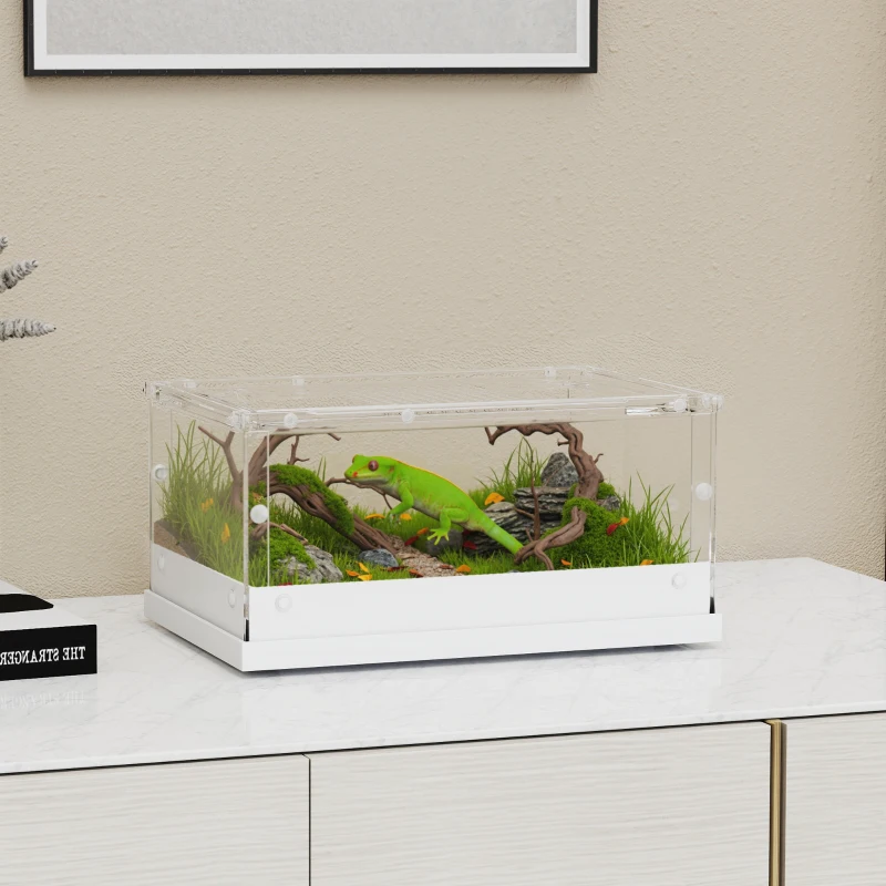 PawHut Acrylic Reptile Terrarium with Top Sliding Door, Vents, for Leopard Gecko, Hognose Snake, 30 x 20 x 15 cm