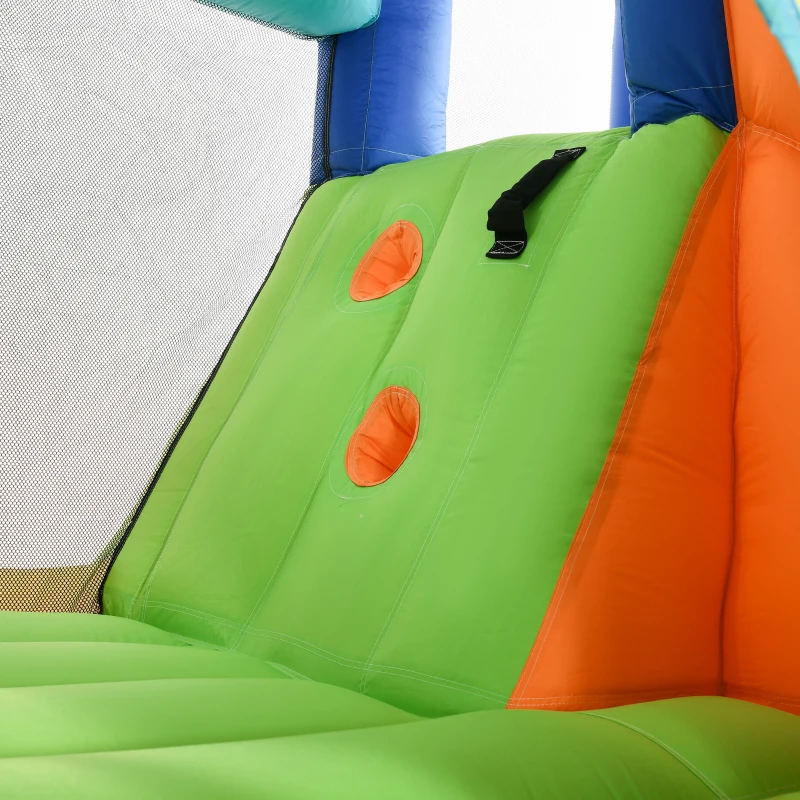 Outsunny Castillo Hinchable Infantil con Tobogán Piscina Muro de Escalada Inflador y Bolsa de Transporte 430x420x200cm Multicolor