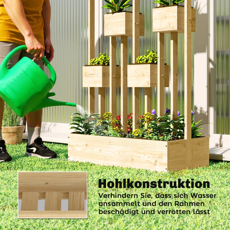 Outsunny Hochbeet mit Rankgitter Körbe, Holz Pflanzkasten Pflanzkübel Blumenkasten, 90 x 45 x 170 cm